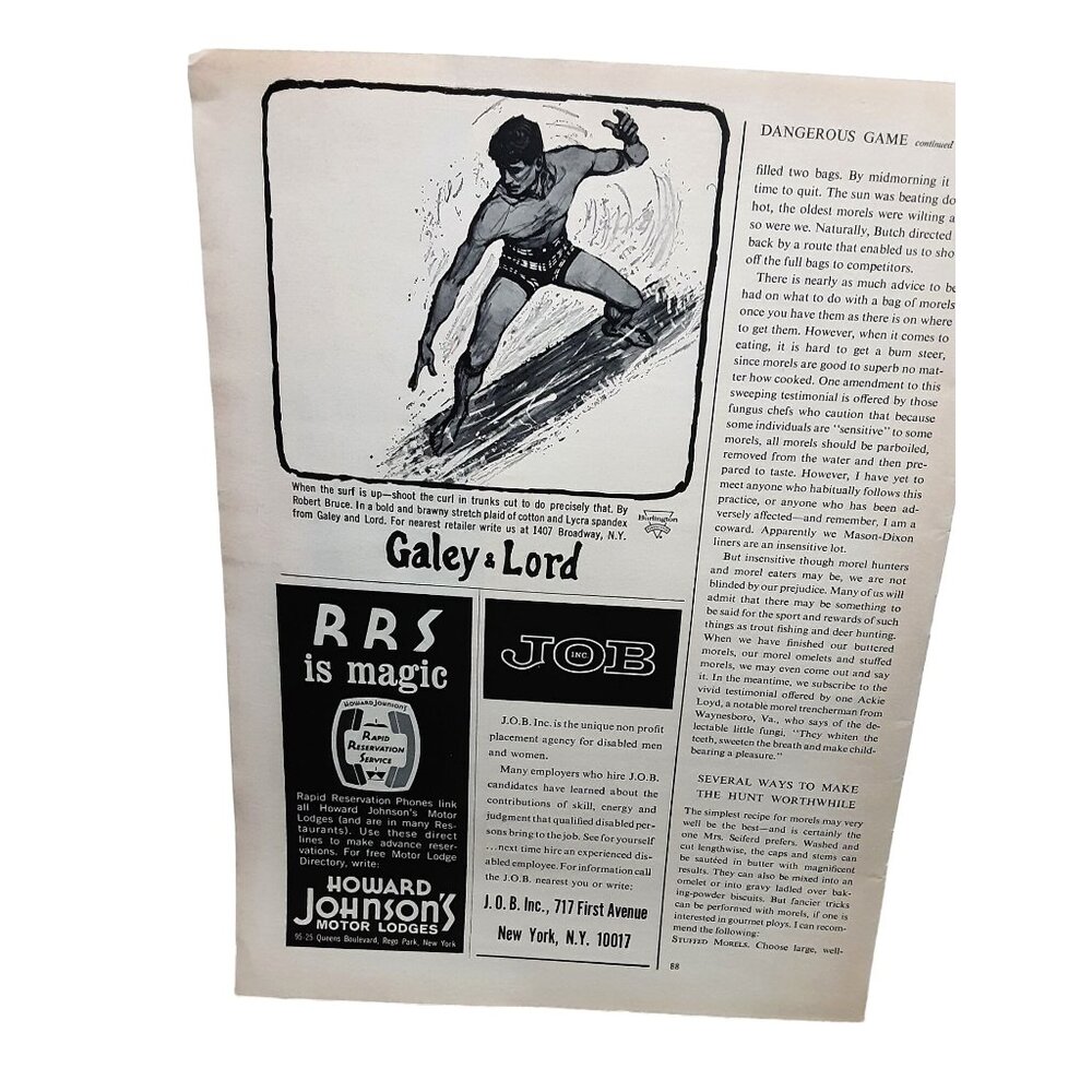 1965 Galey And Lord Surf Up Howard Johnsons Original Print Ad vintage 60s
